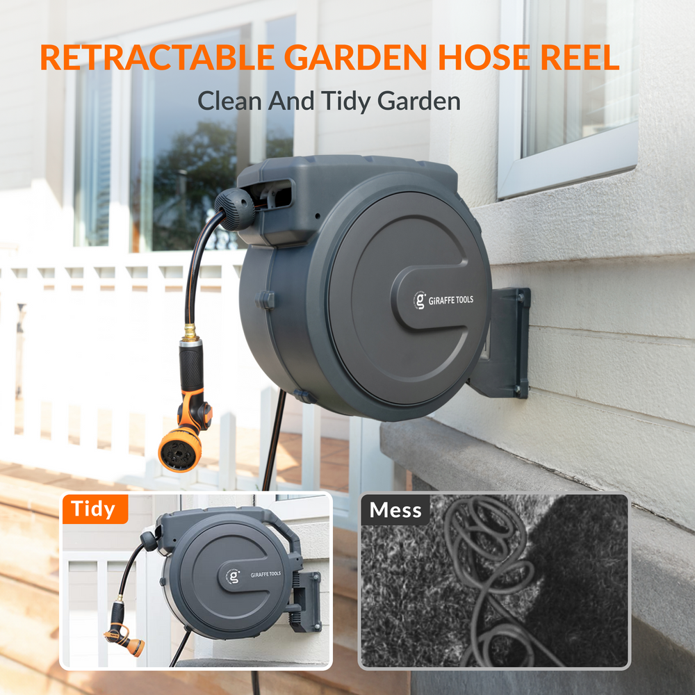 Garden Retractable Hose Reel-1/2in-155ft