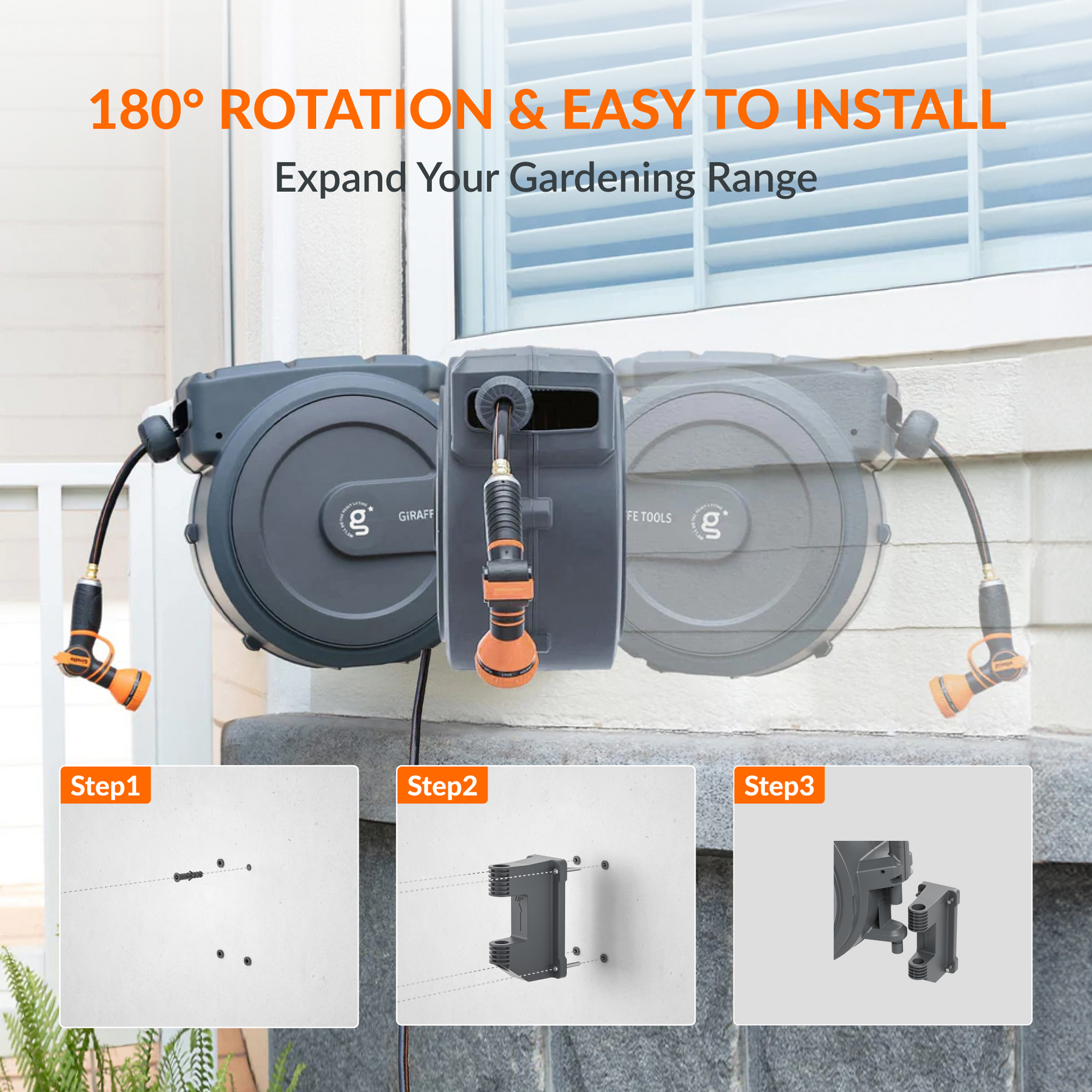 Retractable Garden Hose Reels 65ft-130ft