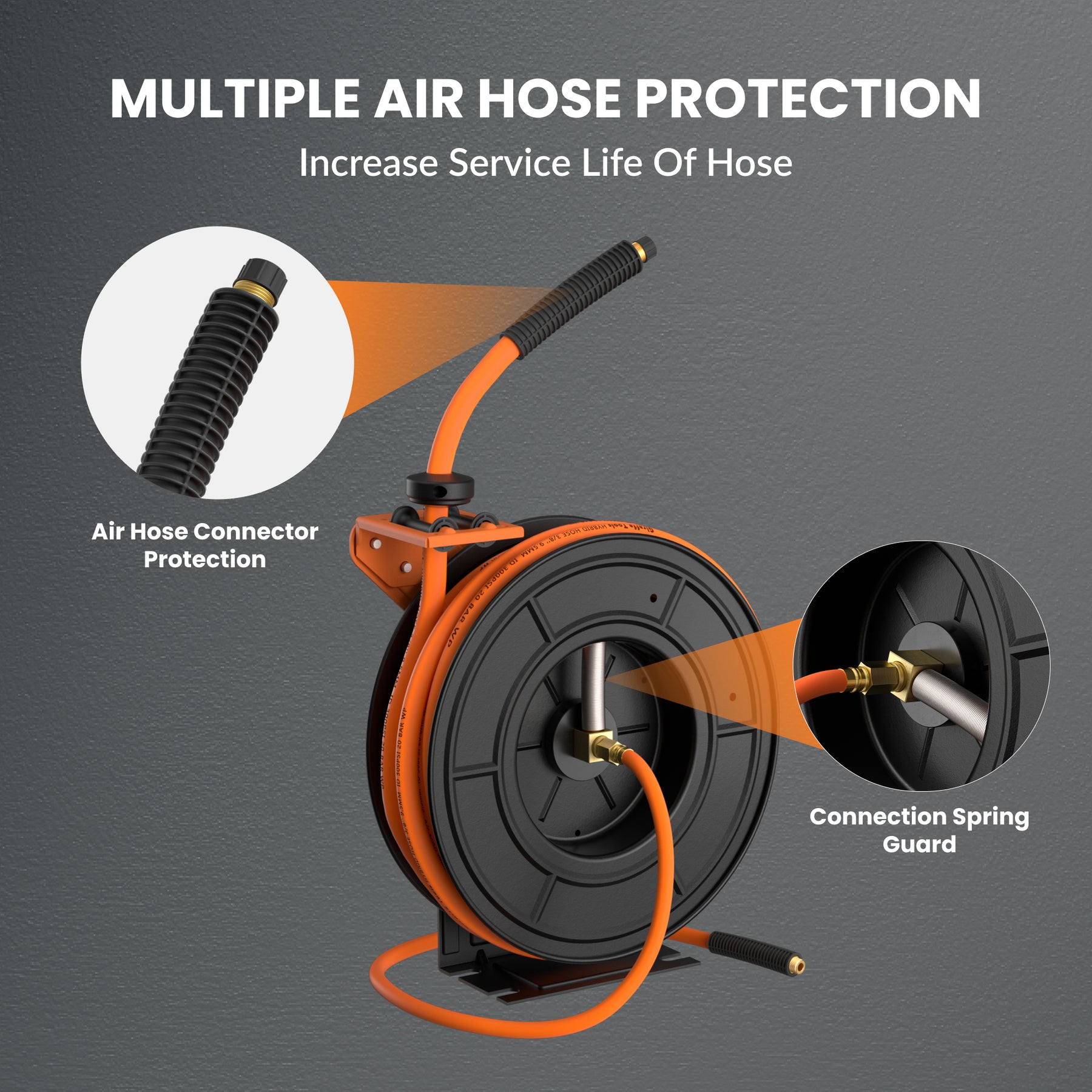 Retractable Air Hose Reel-Alloy Steel Reel-3/8in-50ft