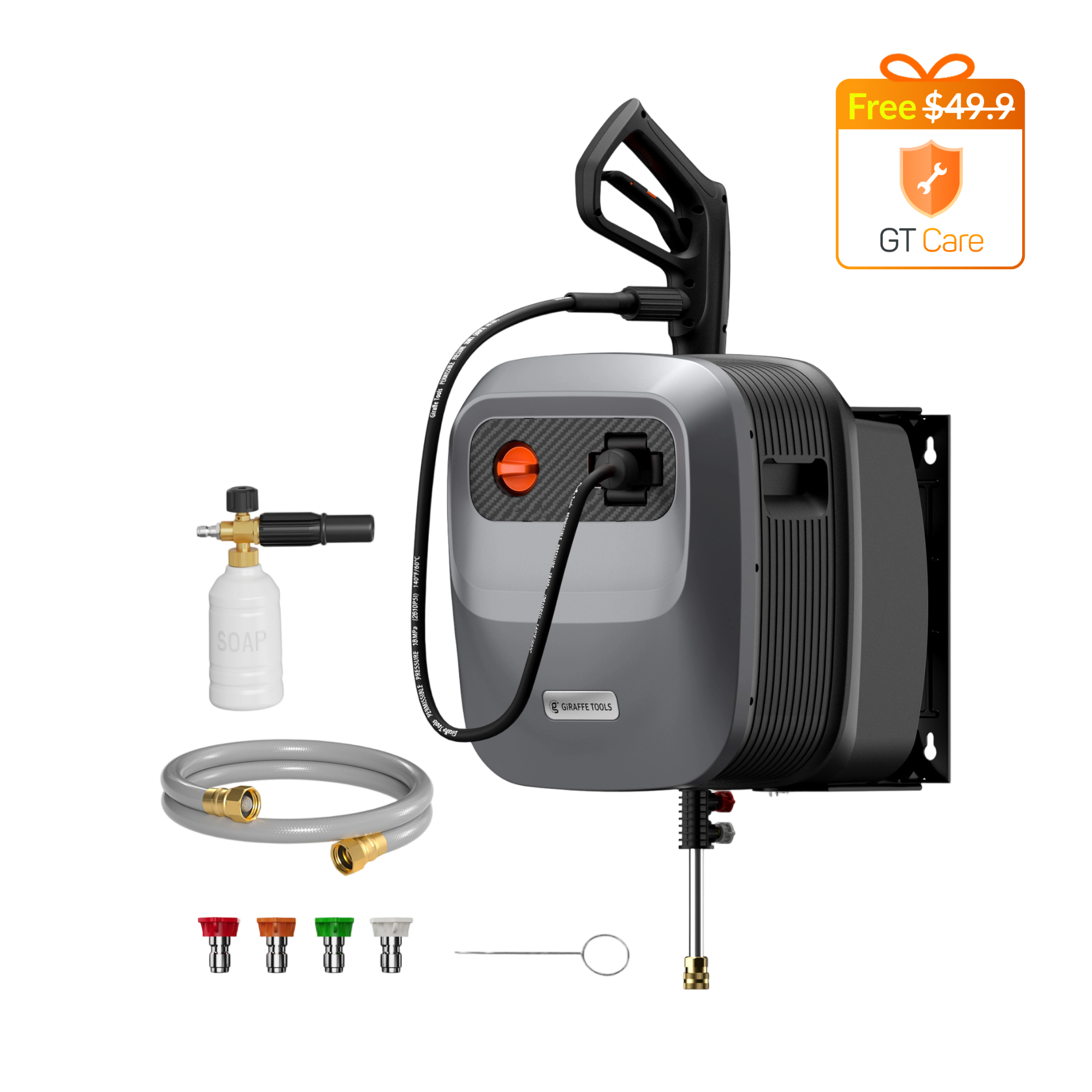 Grandfalls G20 Retractable Wall Mounted Pressure Washer - Giraffe