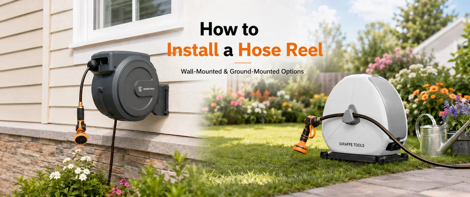 Wall-mounted and floor-standing hose reels