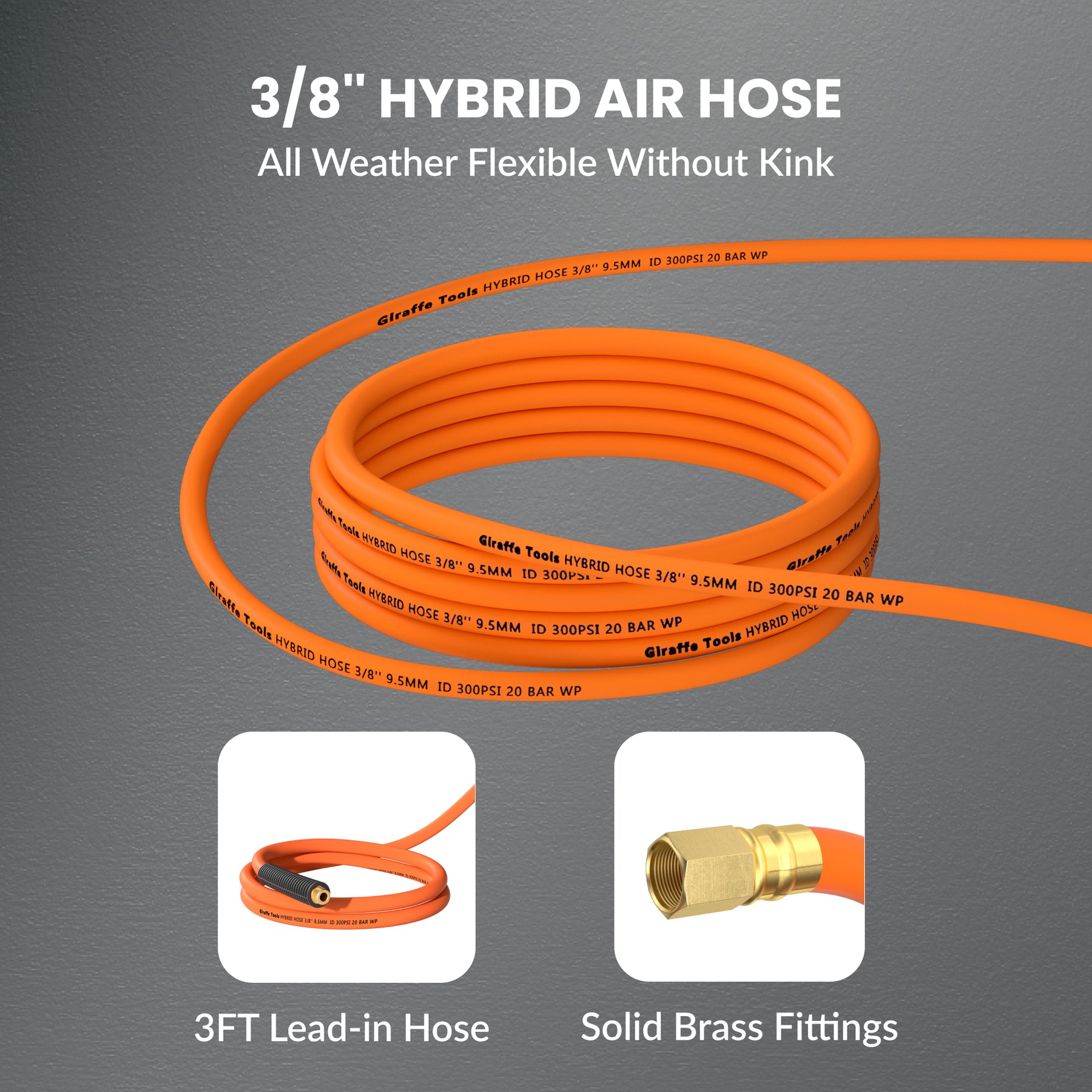 Retractable Air Hose Reel-Alloy Steel Reel-3/8in-50ft