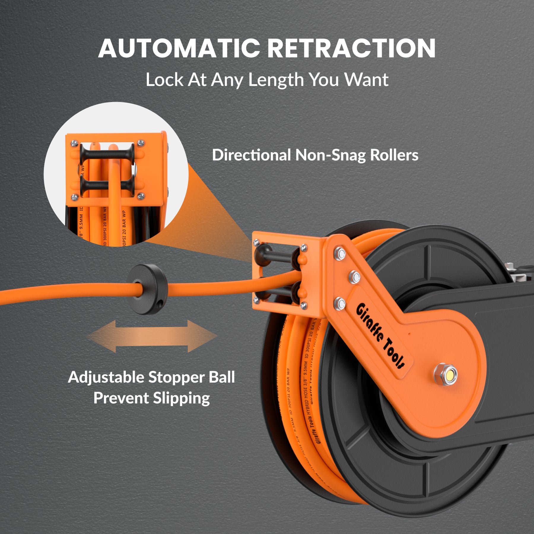 Retractable Air Hose Reel-Alloy Steel Reel-3/8in