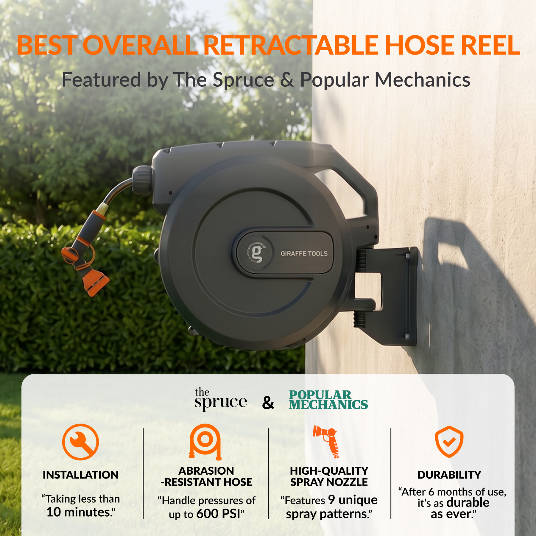 Retractable Garden Hose Reel-5/8in-115ft