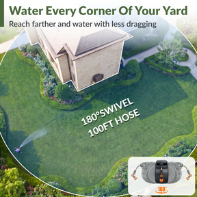 Giraffe Tools Retractable Garden Hose Reel-1/2in-100ft Features 180° swivel and 100 ft hose reach for watering every corner.