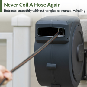 Giraffe Tools Retractable Garden Hose Reel-1/2in-100ft Features smooth hose retraction without tangles or manual winding.