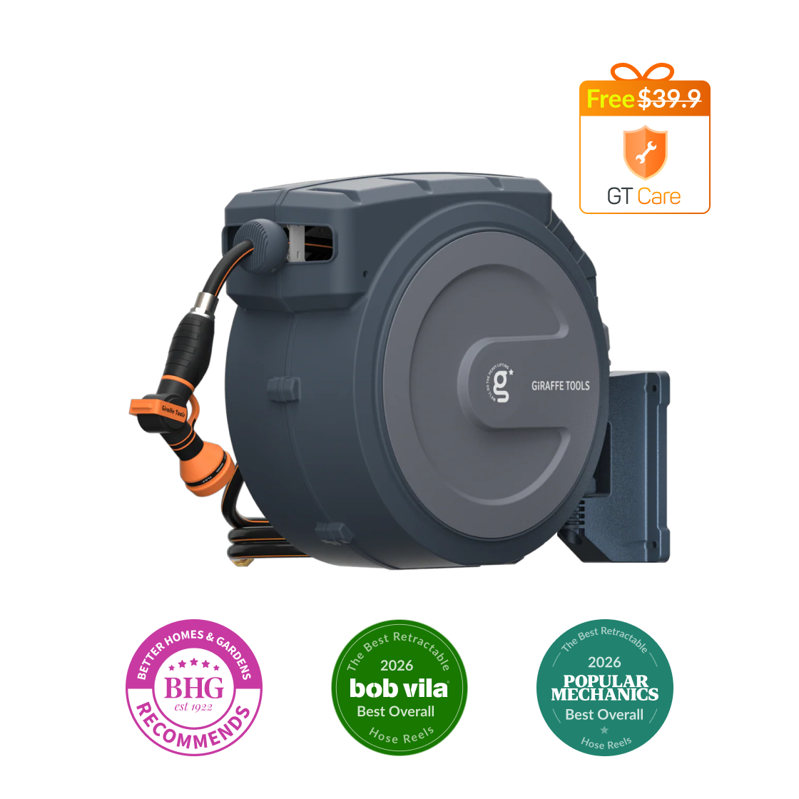 Retractable Garden Hose Reel-1/2in-130ft