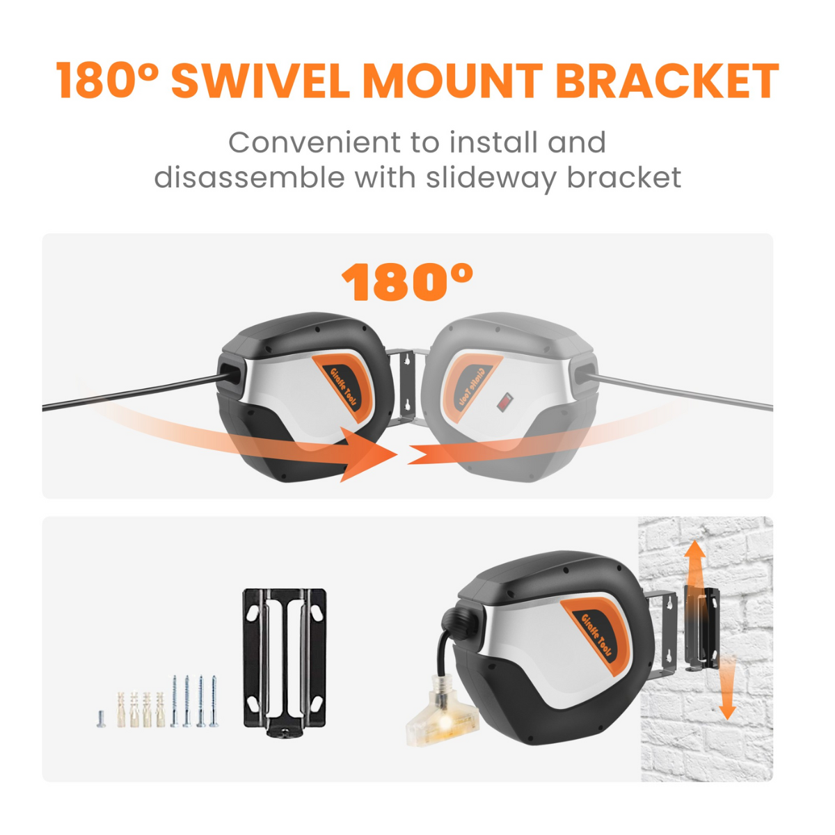 Retractable Extension Cord Reel-50ft-12AWG