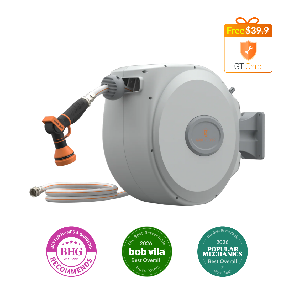 Retractable Garden Hose Reel-5/8in-65ft