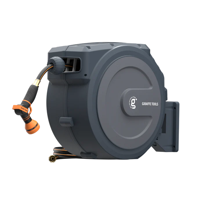 VEVOR Retractable Hose Reel, 130 ft x 1/2 inch, 180° Swivel Bracket  Wall-Mounted, Garden Water Hose Reel with 9-Pattern Nozzle, Automatic  Rewind, Lock at Any Length, and Slow Return System : 