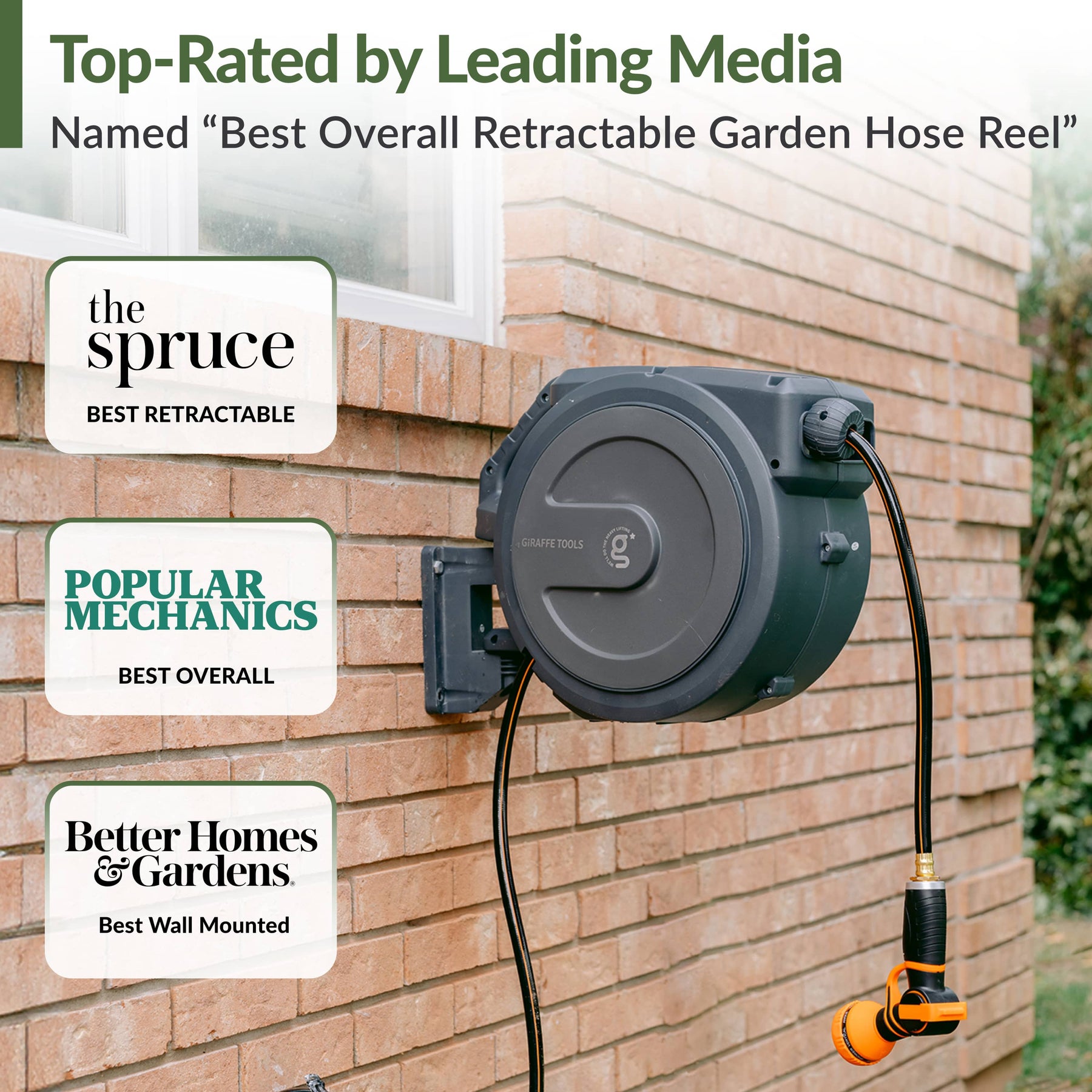 Giraffe Tools Retractable Garden Hose Reel-1/2in-100ft Features top-rated media recognition