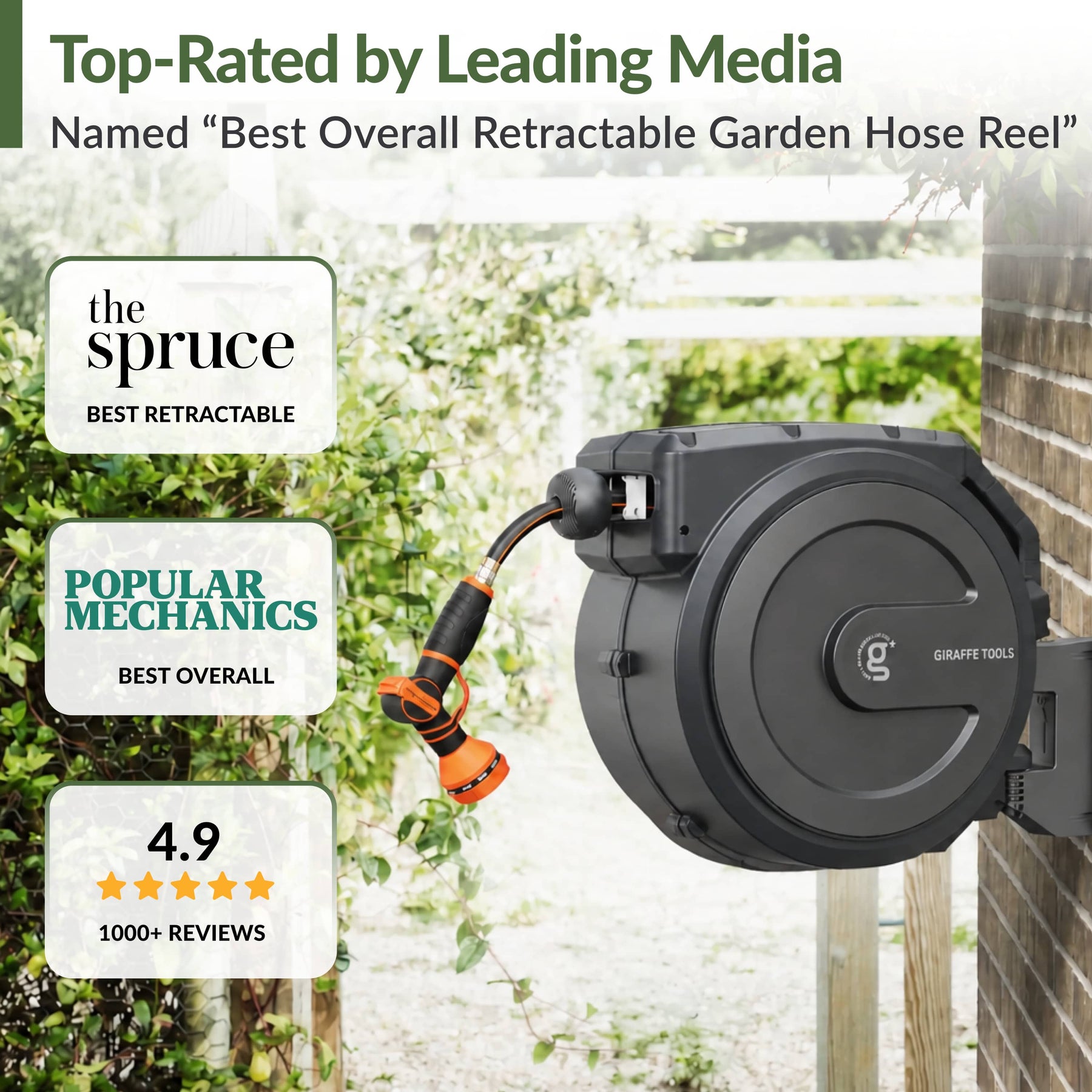 Giraffe Tools Retractable Garden Hose Reel is top-rated by leading media and customers.