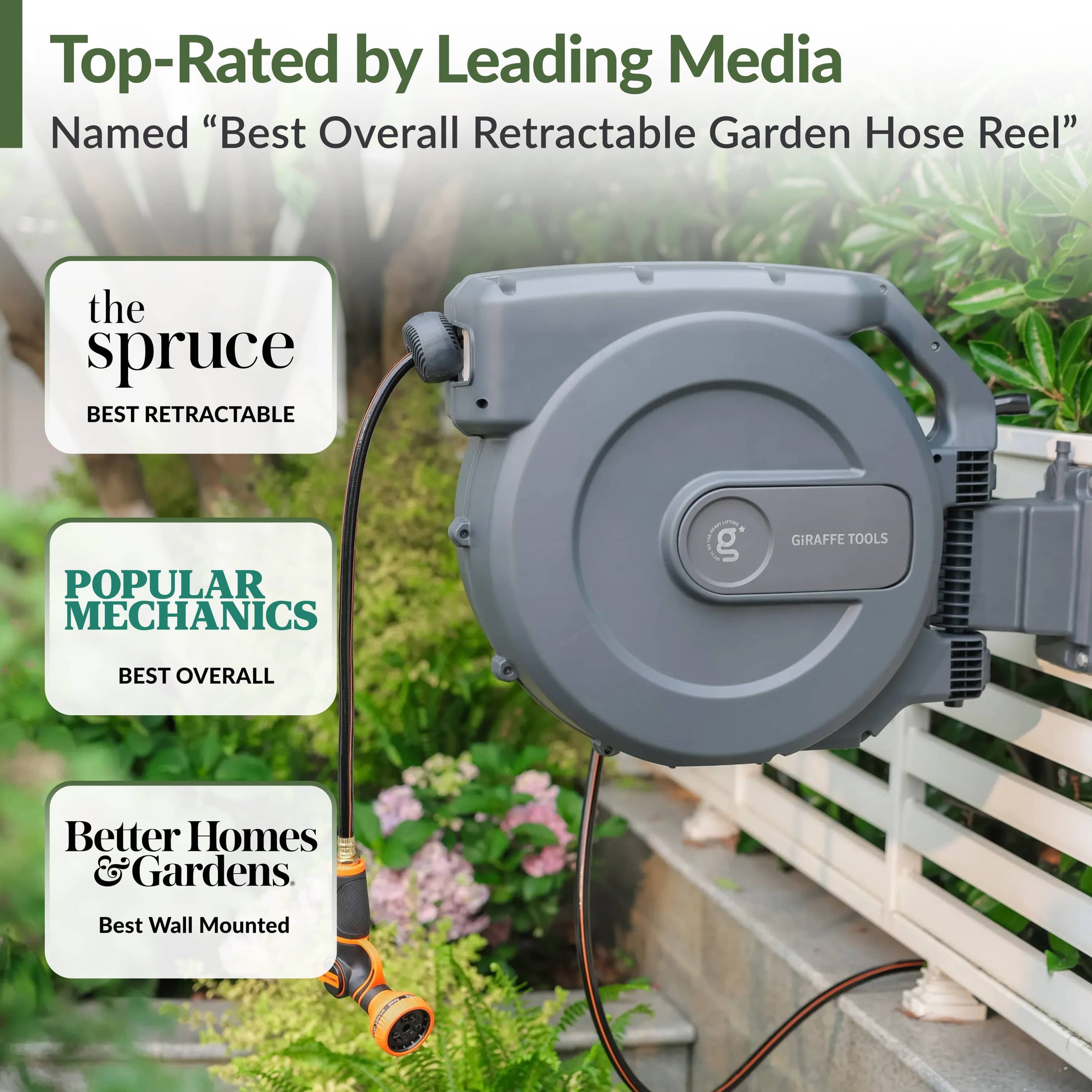 Giraffe Tools Retractable Garden Hose Reel-5/8 in-115ft Features top-rated media recognition
