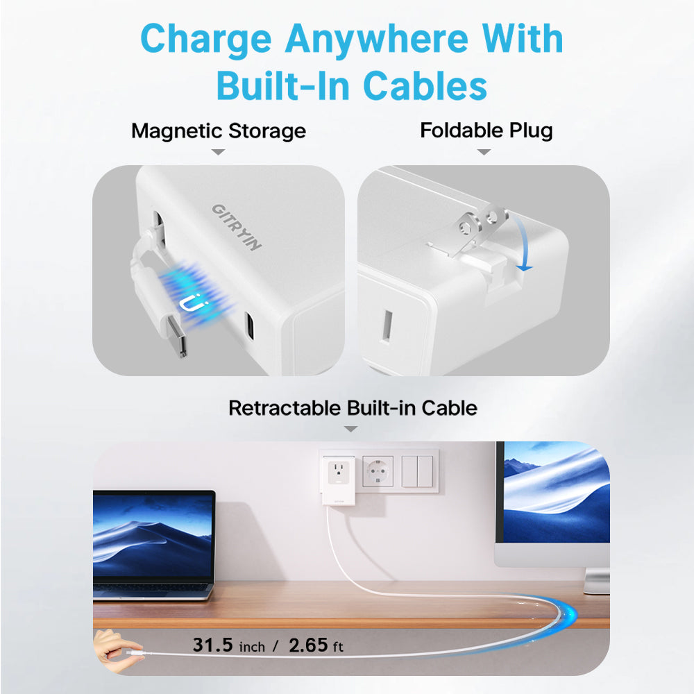 Gitryin Retractable Travel Adapter 5-in-1 Charger
