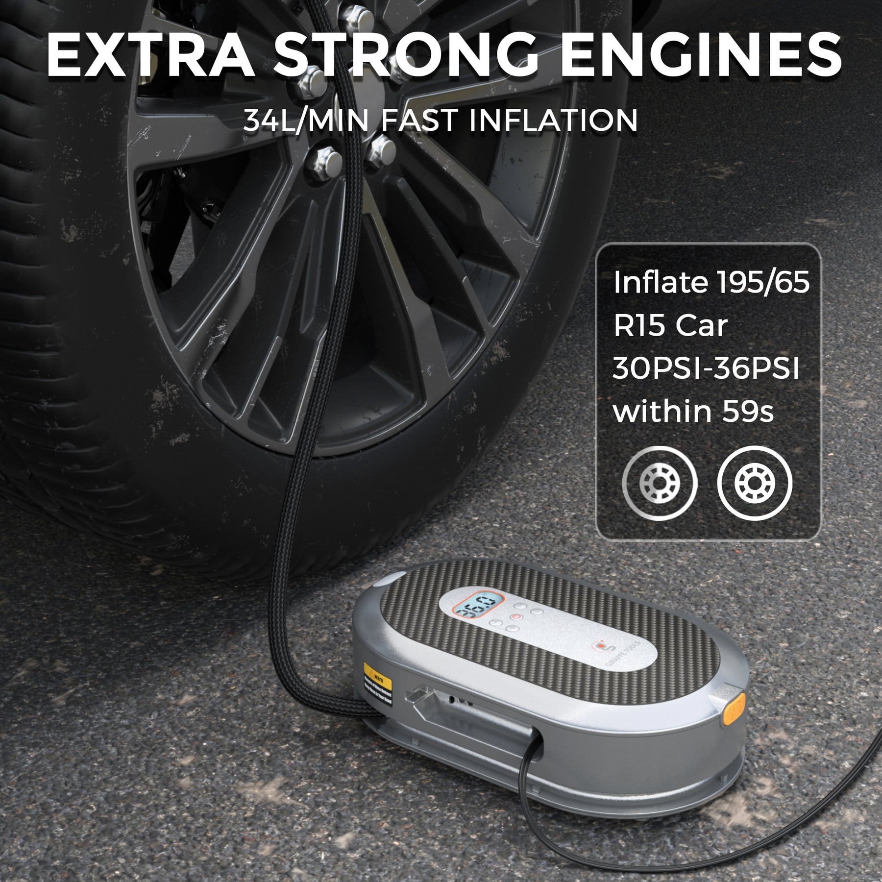 Retractable Air Compressor-Tire Inflator